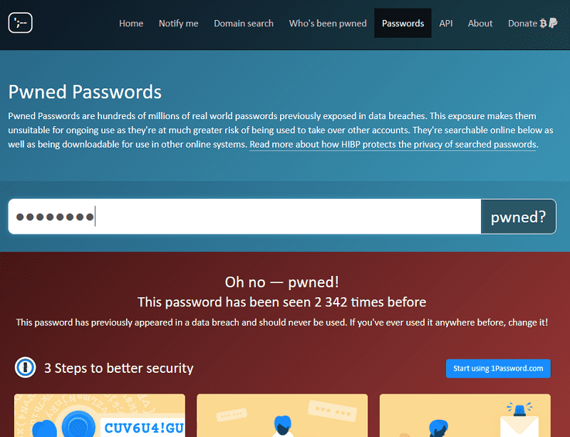 проверить пароль на утечку